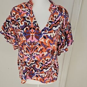 Marc New York Colorful Abstract Blouse